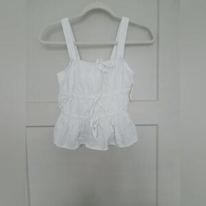 Sim & Sam White Sleeveless Peplum Crop Top